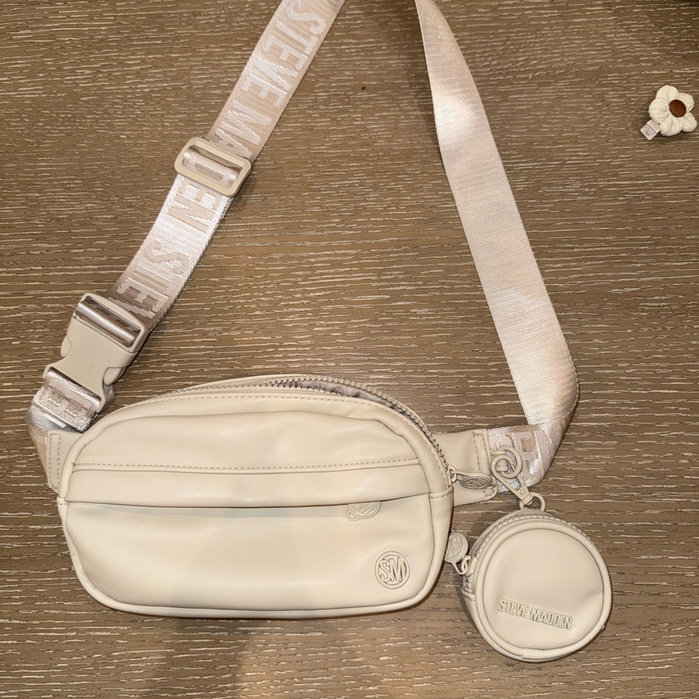 Steve Madden Off-White Belt Bag with Coin Pouch